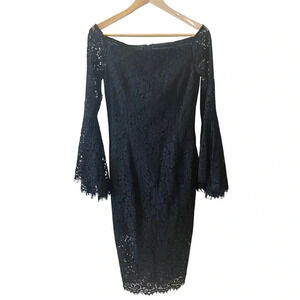 knee length dresses for ladies Black Lace Bardot Long Sleeve Ruched Bodycon Midi Dress  AX Paris